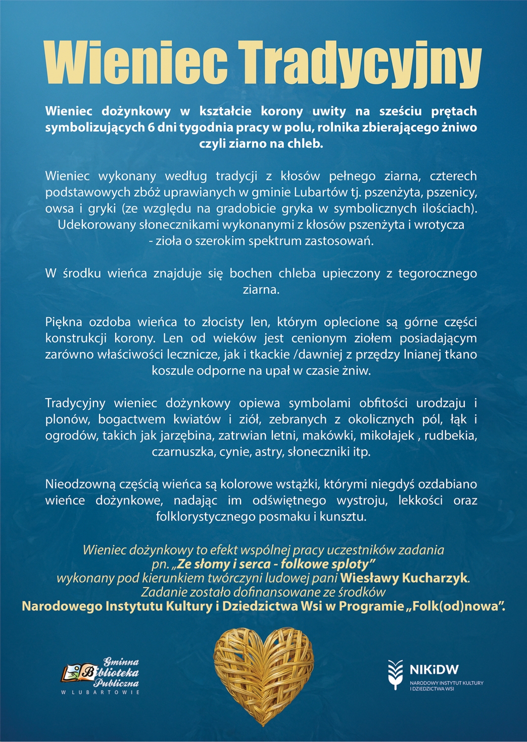 Grafika przedstawia opis wieńca dożynkowego